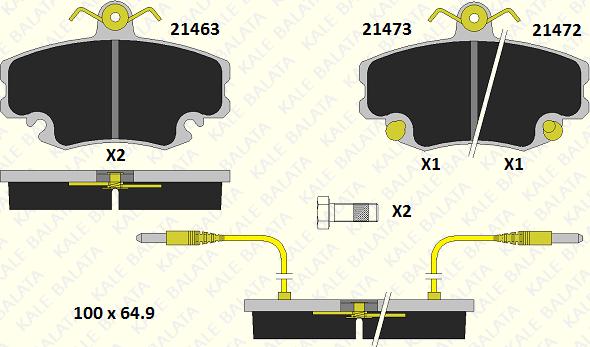 KALE 21463 182 34 - Тормозные колодки, дисковые, комплект autospares.lv