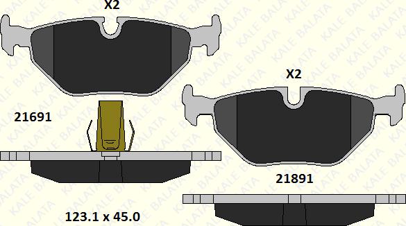 KALE 21691 173 05 - Тормозные колодки, дисковые, комплект autospares.lv