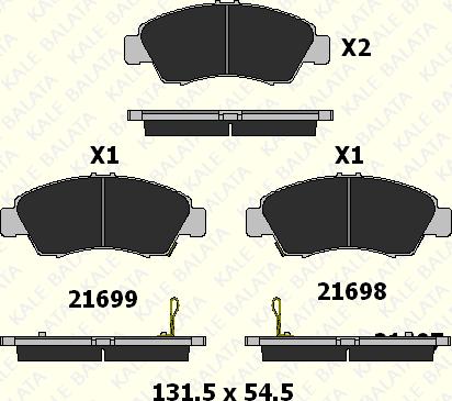 KALE 21697 158 05 - Тормозные колодки, дисковые, комплект autospares.lv