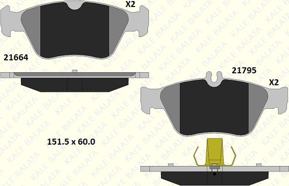 KALE 21664 198 05 - Тормозные колодки, дисковые, комплект autospares.lv