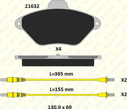 KALE 21632 160 14 - Тормозные колодки, дисковые, комплект autospares.lv