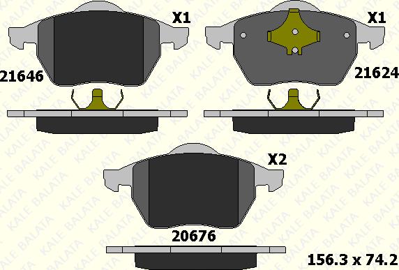 KALE 21624 204 05 - Тормозные колодки, дисковые, комплект autospares.lv