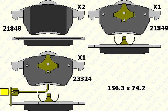 KALE 21849 206 05 - Тормозные колодки, дисковые, комплект autospares.lv