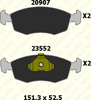 KALE 23552 180 05 - Тормозные колодки, дисковые, комплект autospares.lv