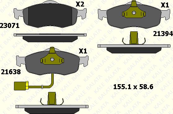 KALE 23071 185 15 - Тормозные колодки, дисковые, комплект autospares.lv