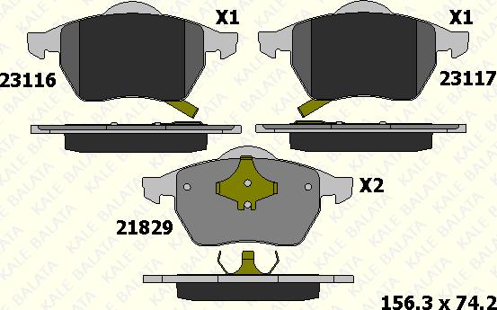 KALE 23116 196 05 - Тормозные колодки, дисковые, комплект autospares.lv