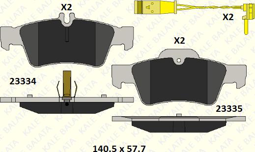 KALE 23334 165 25 - Тормозные колодки, дисковые, комплект autospares.lv