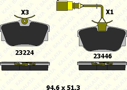 KALE 23224 173 25 - Тормозные колодки, дисковые, комплект autospares.lv