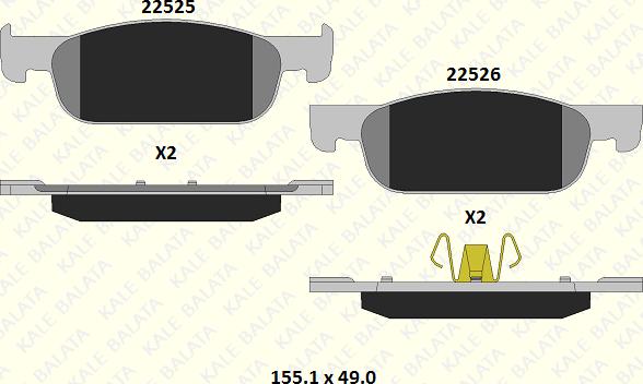 KALE 22525 169 05 - Тормозные колодки, дисковые, комплект autospares.lv