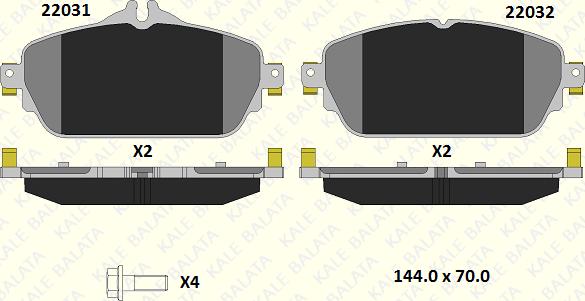 KALE 22031 193 15 - Тормозные колодки, дисковые, комплект autospares.lv