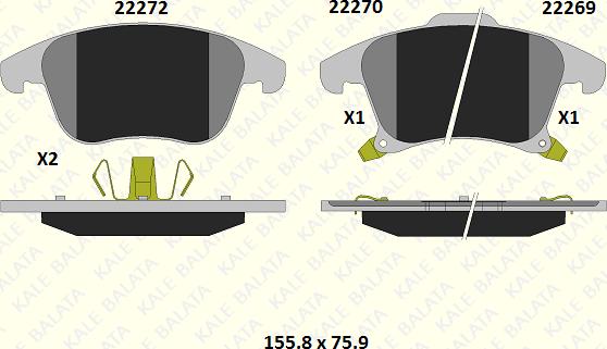 KALE 22269 194 05 - Тормозные колодки, дисковые, комплект autospares.lv