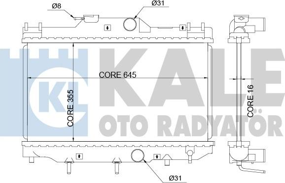 KALE OTO RADYATÖR 342170 - Радиатор, охлаждение двигателя autospares.lv