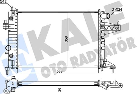 KALE OTO RADYATÖR 347490 - Радиатор, охлаждение двигателя autospares.lv