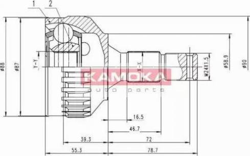 Kamoka 6962 - Шарнирный комплект, ШРУС, приводной вал autospares.lv