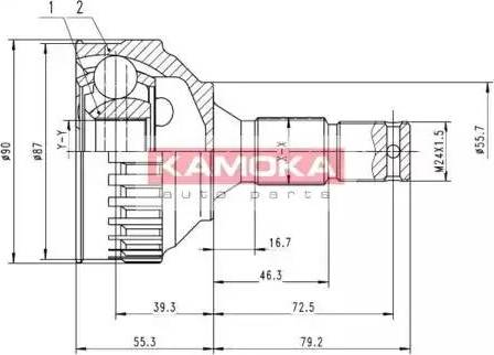 Kamoka 6924 - Шарнирный комплект, ШРУС, приводной вал autospares.lv