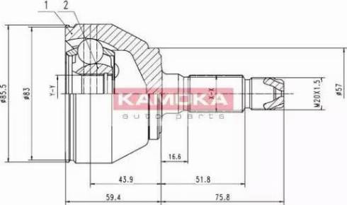 Kamoka 6180 - Шарнирный комплект, ШРУС, приводной вал autospares.lv