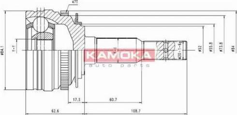 Kamoka 6746 - Шарнирный комплект, ШРУС, приводной вал autospares.lv