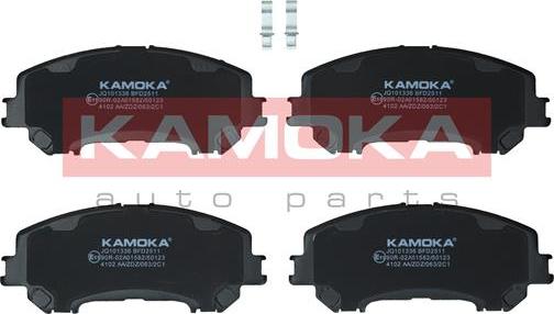 Kamoka JQ101336 - Тормозные колодки, дисковые, комплект autospares.lv