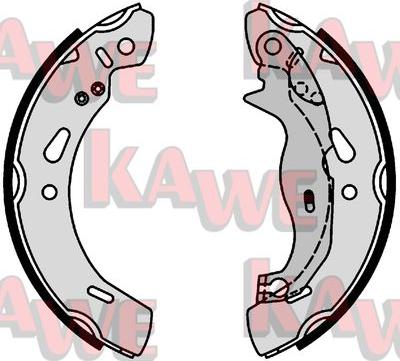 Kawe 01004 - Комплект тормозных колодок, барабанные autospares.lv