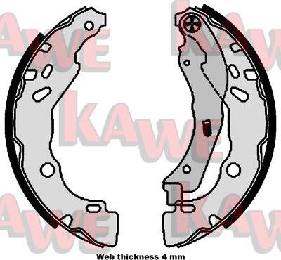 Kawe 01111 - Комплект тормозных колодок, барабанные autospares.lv