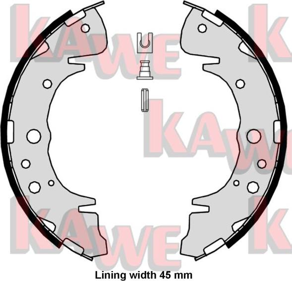 Kawe 08020 - Комплект тормозных колодок, барабанные autospares.lv