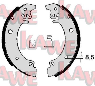 Kawe 02750 - Комплект тормозных колодок, барабанные autospares.lv