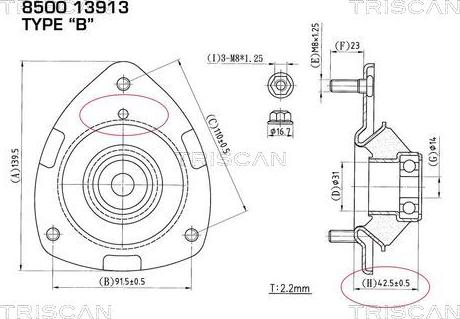 Kawe 8500 13913 - Опора стойки амортизатора, подушка autospares.lv