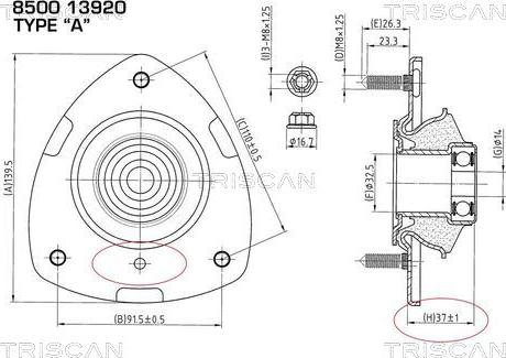 Kawe 8500 13920 - Опора стойки амортизатора, подушка autospares.lv