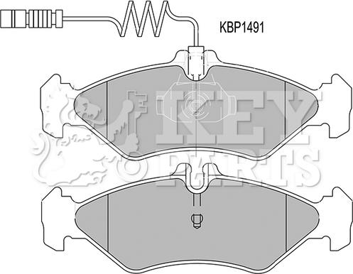 Key Parts KBP1491 - Тормозные колодки, дисковые, комплект autospares.lv