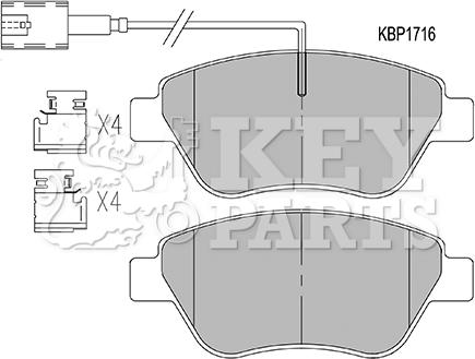 Key Parts KBP1716 - Тормозные колодки, дисковые, комплект autospares.lv