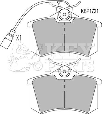 Key Parts KBP1721 - Тормозные колодки, дисковые, комплект autospares.lv