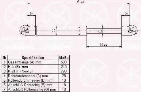 Klokkerholm 95907100 - Газовая пружина, упор autospares.lv