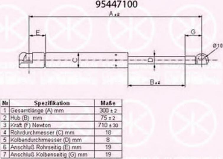 Klokkerholm 95447100 - Газовая пружина, упор autospares.lv