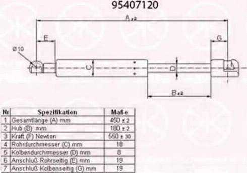 Klokkerholm 95407120 - Газовая пружина, упор autospares.lv