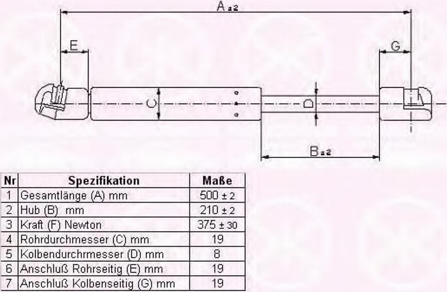 Klokkerholm 95017100 - Газовая пружина, упор autospares.lv