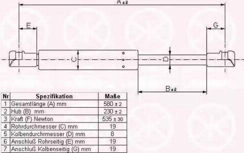 Klokkerholm 55077120 - Газовая пружина, упор autospares.lv