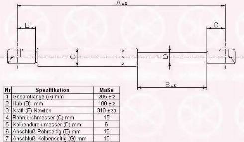 Klokkerholm 55387100 - Газовая пружина, упор autospares.lv