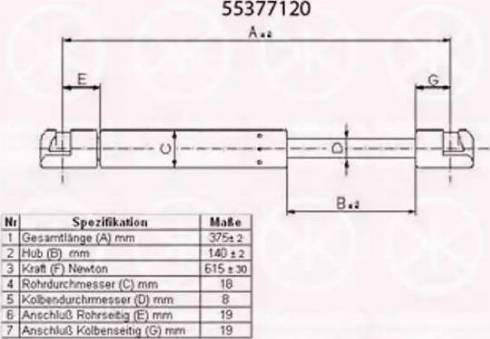 Klokkerholm 55377120 - Газовая пружина, упор autospares.lv