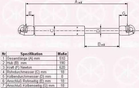 Klokkerholm 50407120 - Газовая пружина, упор autospares.lv