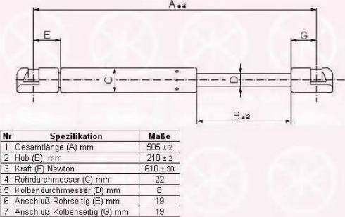 Klokkerholm 50637100 - Газовая пружина, упор autospares.lv