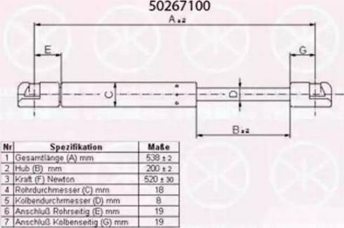 Klokkerholm 50267100 - Газовая пружина, упор autospares.lv