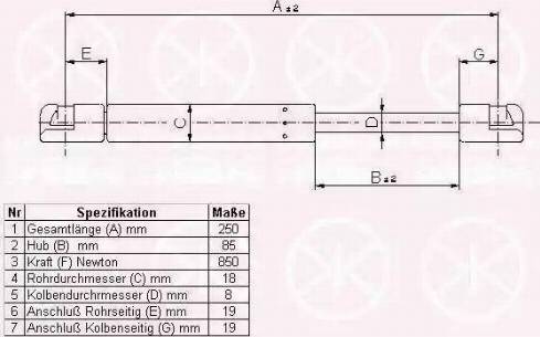 Klokkerholm 50772800 - Газовая пружина, капот autospares.lv