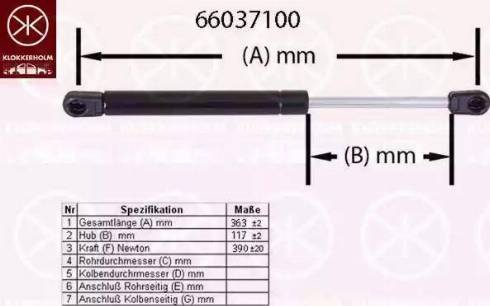 Klokkerholm 66037100 - Газовая пружина, упор autospares.lv