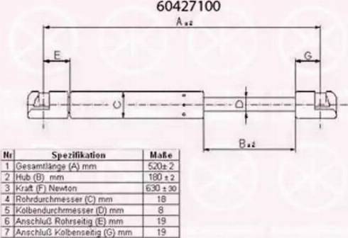 Klokkerholm 60427100 - Газовая пружина, упор autospares.lv