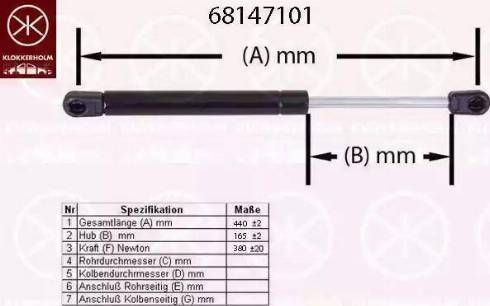 Klokkerholm 68147102 - Газовая пружина, упор autospares.lv