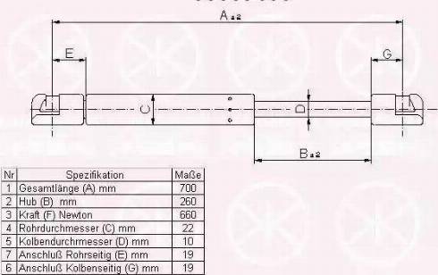 Klokkerholm 05507100 - Газовая пружина, упор autospares.lv