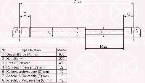 Klokkerholm 00607105 - Газовая пружина, упор autospares.lv