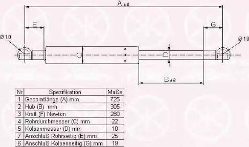 Klokkerholm 00142800 - Газовая пружина, капот autospares.lv