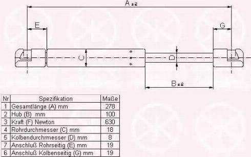 Klokkerholm 00147100 - Газовая пружина, упор autospares.lv