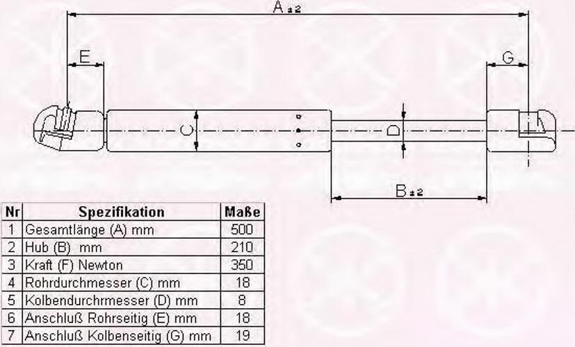 Klokkerholm 00152800 - Газовая пружина, упор autospares.lv